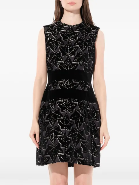Alexander McQueen leaf-patterned mini dress Black 365451Q