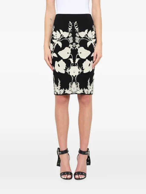 Alexander McQueen floral-intarsia pencil skirt Black 417499Q1RNH