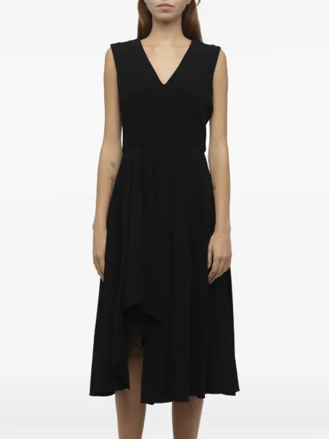 Alexander McQueen asymmetric-hem V-neck dress Black 395181QFJ06