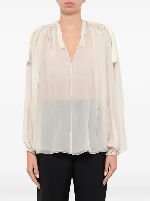 Lanvin sheer tassel-detail blouse White 2873