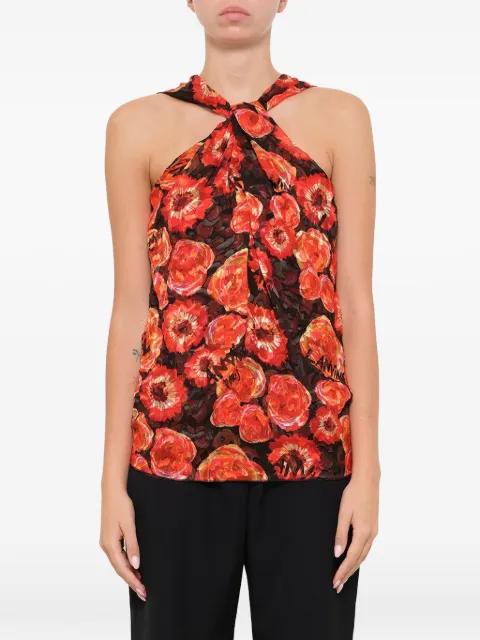 Lanvin floral-print halterneck blouse Red RWTO60213024P16