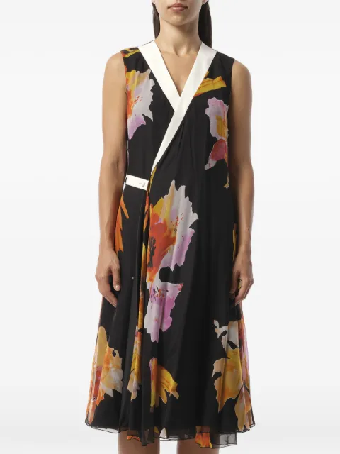 Lanvin floral-print wrap dress Black RWDR20263467