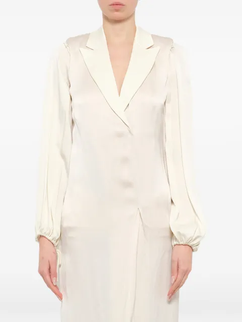 Lanvin satin notched-lapel dress Neutrals RWDR20833137