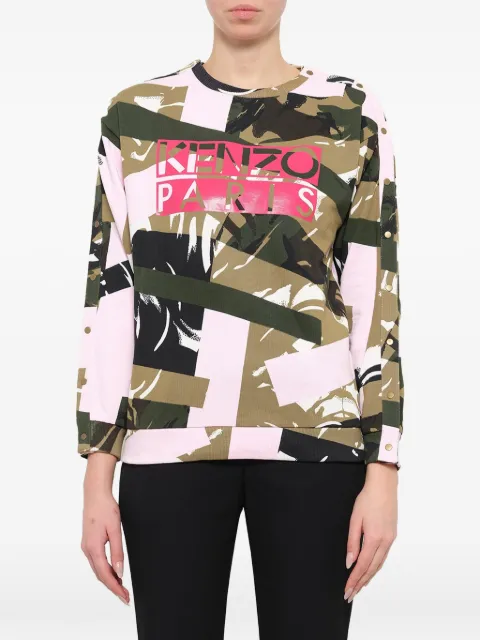 Kenzo camouflage-print logo-print sweatshirt Green F751SW855957