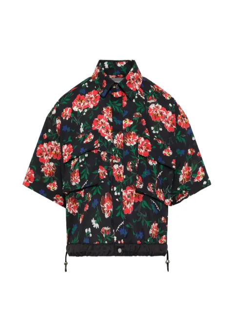 sacai floral-print flap-pocket shirt Black 2608528