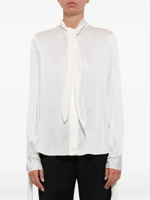 Alexander McQueen tie-neck satin shirt White 388764QFE049016