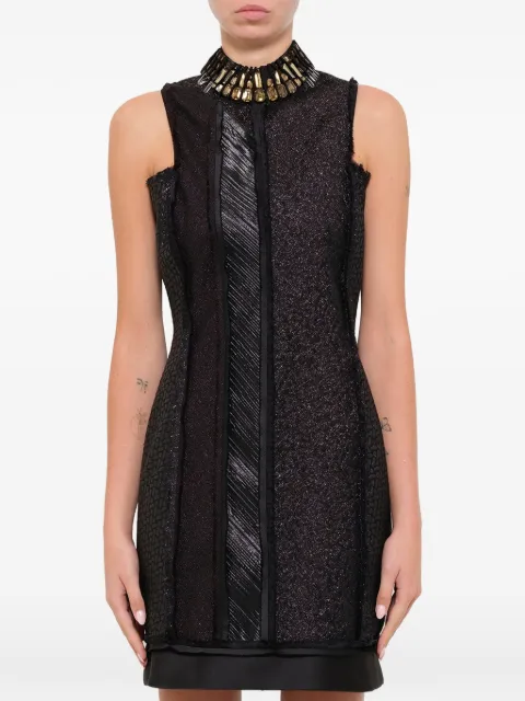 Lanvin crystal-embellished frayed-detail mini dress Black W021112285C8A