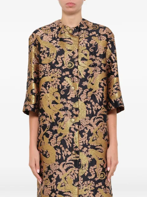 Lanvin jacquard-patterned button-front coat Gold CO11042731