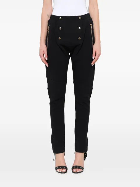 Balmain button-detail jersey zip-pocket trousers Black W6HJ590D323