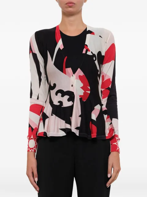 Alexander McQueen abstract-print peplum cardigan Neutrals 385350Q1RMC