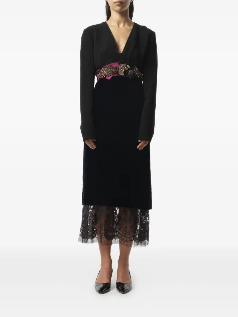 Lanvin crystal-embellished lace-trim dress Blue RWDR20182850