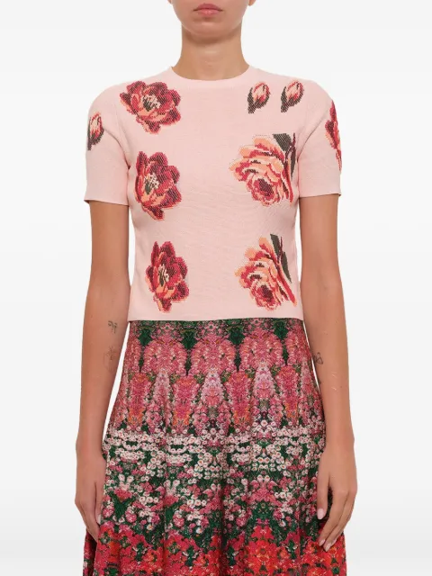Alexander McQueen Tapestry Rose jacquard t-shirt Pink 518662Q1WMJ
