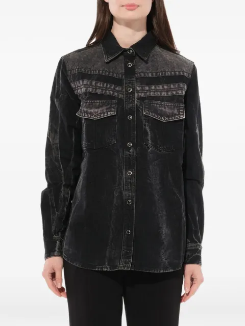 Givenchy acid-wash chest-pocket shirt Black BW60A3504M001