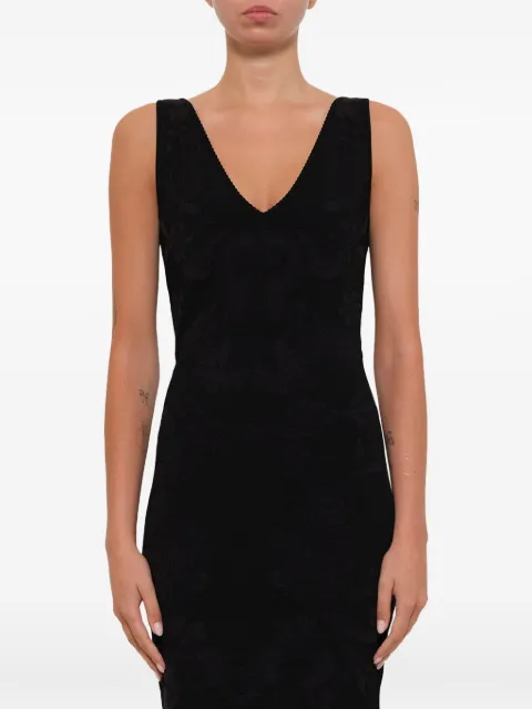 Alexander McQueen floral-jacquard V-neck dress Black 426396Q1VWK