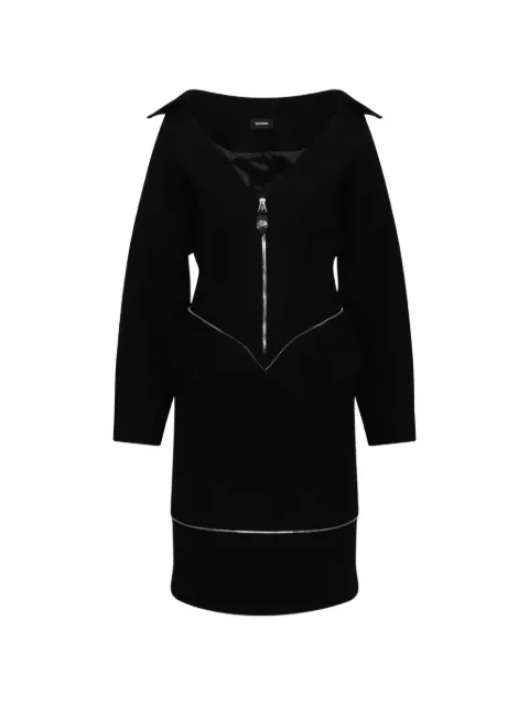 We11done off-shoulder zip-fastening dress Black WDOP321150WBK