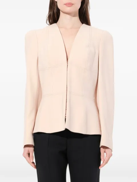 Alexander McQueen topstitched peplum-hem jacket Neutrals 399536QFJ06