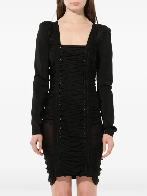 Balmain lace-up ruched mini dress Black 6108