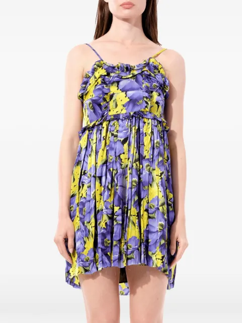 Balenciaga floral-print ruffled dress Purple 502217TYA12