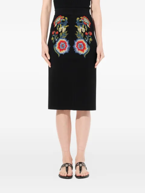 Alexander McQueen floral-embroidered pencil skirt Black 571662Q1WWB1117