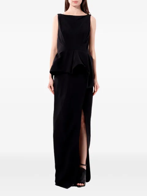 Balenciaga peplum crepe maxi dress Black 436447TND601000