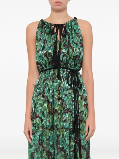 Lanvin floral-print tassel-detail dress Green 3024