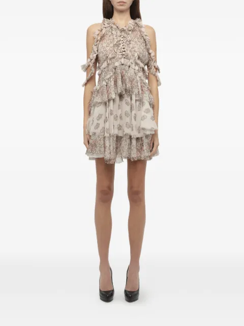 Alexander McQueen floral-print ruffled dress Neutrals 426720QGD05
