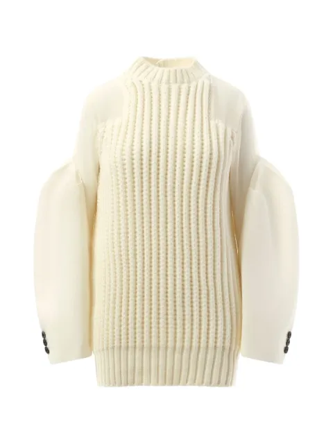 sacai layered ribbed-knit dress Neutrals 2407502151