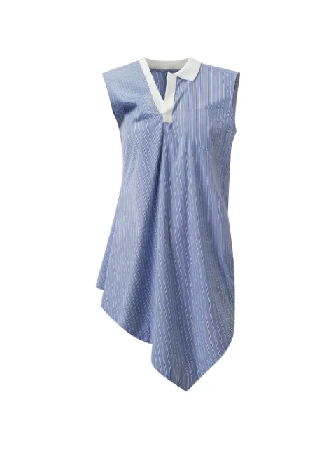 sacai asymmetric-hem striped blouse Blue 2407376