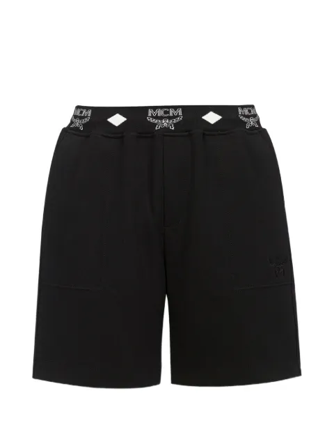 MCM logo-waistband ponte shorts Black MHPGABC01BK