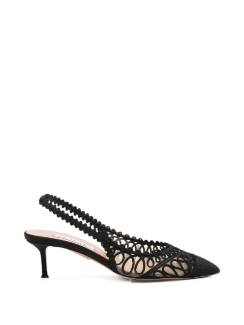 Aquazzura Kahlo laser-cut slingback pumps Black KHLMIDL0SUR000