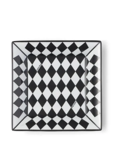 Prada large square porcelain catchall tray - checkerboard White OC2010VOOO2DXA