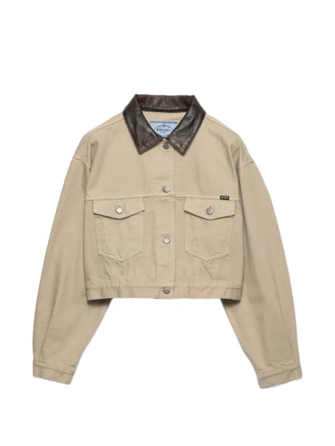 Prada cropped old denim jacket Neutrals GFB348SOOO1954