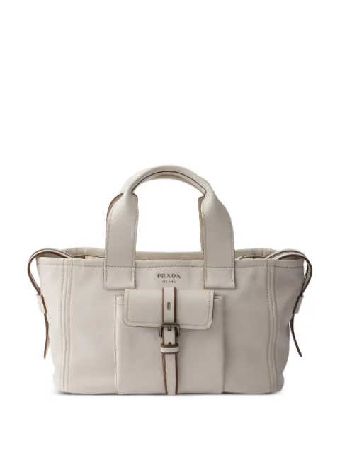 Prada Route medium leather tote bag Neutrals 1BG660VOOO2G6R