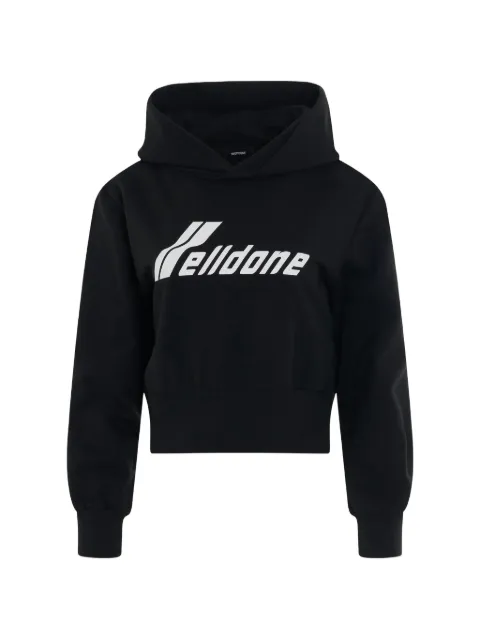 We11done logo-print cropped hoodie Black WDTH322865WBK