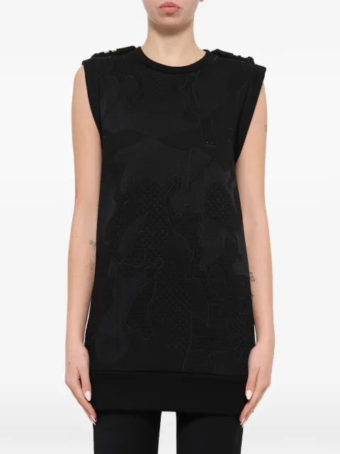Neil Barrett camouflage-pattern epaulette top Black PNJS37C