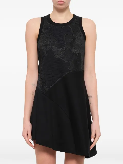 Neil Barrett asymmetric jacquard-panel mini dress Black PNVE314C