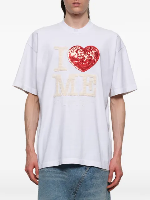 Doublet Grip-Love sequin-embellished T-shirt White 25AW51CS401