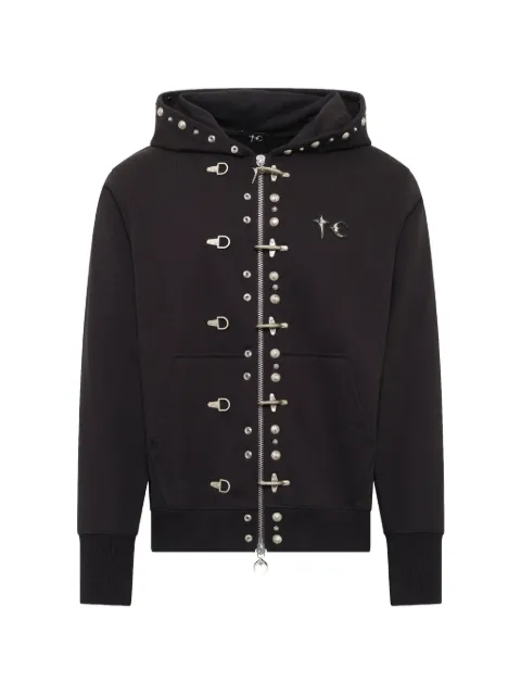 THUG CLUB studded zip-up hoodie Black TC26SS0902