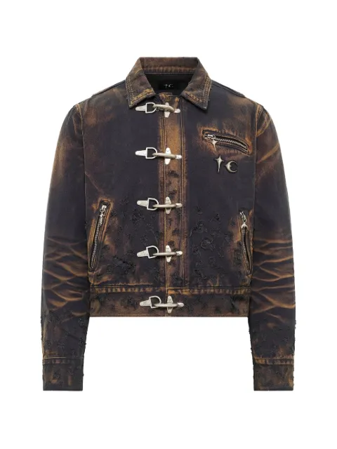 THUG CLUB distressed washed denim jacket Black TC26JK0104