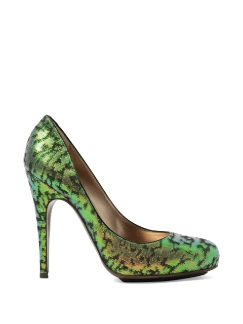 Lanvin metallic-effect patterned pumps Green AW5B6CTECC8A
