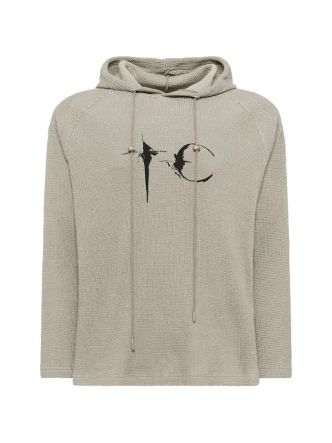 THUG CLUB Bulk Shoulder waffle-knit hoodie Green TC26TS0901