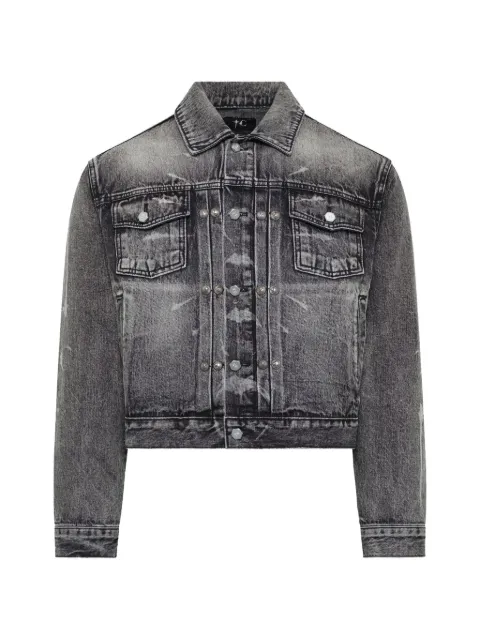 THUG CLUB TC Spine laser-etched denim jacket Black TC26JK0702