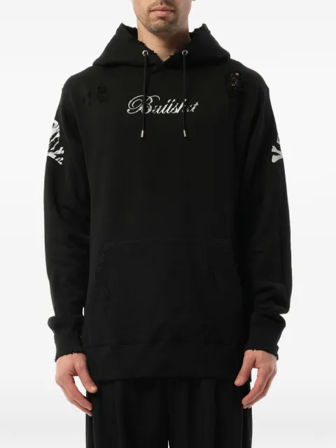 Mastermind Japan distressed skull-print hoodie Black 17SPMMSW01BD