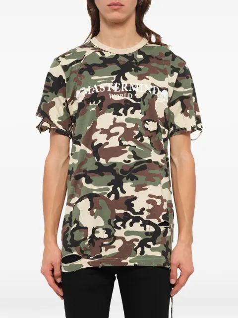 Mastermind Japan camo-print distressed T-shirt Green TS027016C