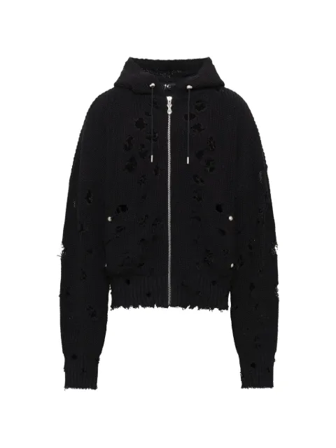 THUG CLUB destroyed-effect hoodie Black TC26KN0102