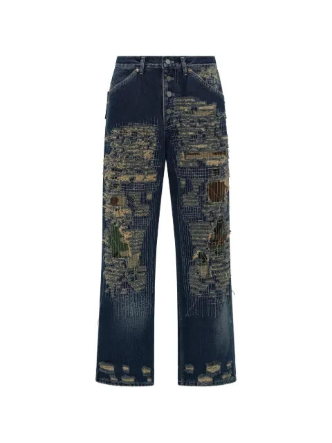 THUG CLUB distressed wide-leg jeans Blue TC25PT3001