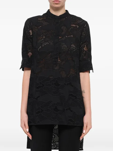 Neil Barrett laser-cut high-low shirt Black PNCM159A