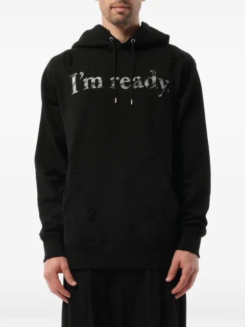 Mastermind Japan distressed graphic-print hoodie Black 17SPMMSW11D