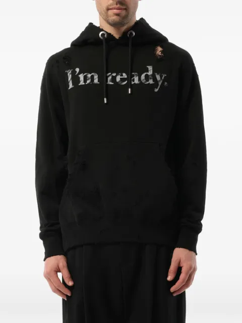 Mastermind Japan distressed skull-print hoodie Black 17SPMMSW16D