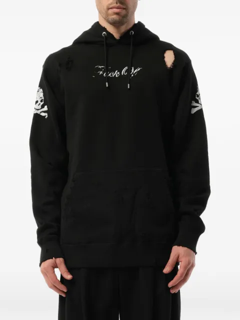 Mastermind Japan distressed skull-print hoodie Black 17SPMMSW01AD